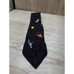 Vintage 1993 Looney Tunes Mania Silk Tie Bugs Taz Tweety Sylvester Martian